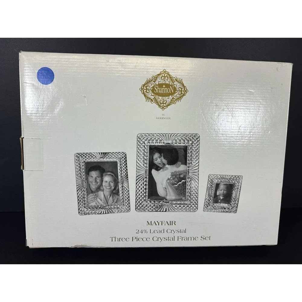 Shannon Crystal By Godinger Mayfair 3 Pc Picture/Photo Frame Set 4X6 3.5X5 2X3